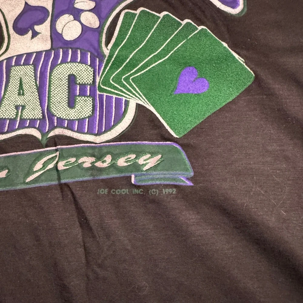 Vintage 1992 Joe Cool Atlantic City NJ Graphic T-Shirt Black XXXL Single‎ Stitch